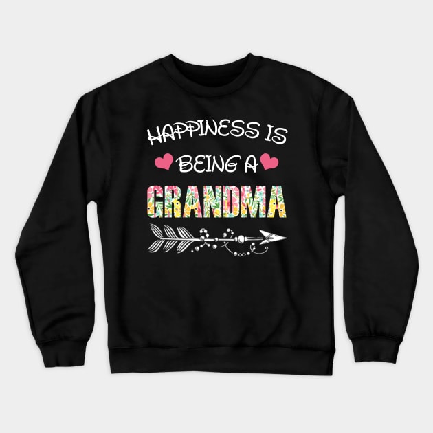 Happiness is being grandma floral gift Crewneck Sweatshirt by DoorTees